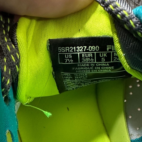 Fila Gray and Neon Yellow Women's Athletic Shoes - Picture 6 of 6